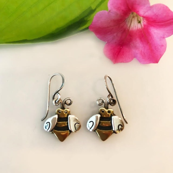 Jewelry - Sterling Silver 14k Gold Bee Earrings Jewelry - Sterling Silver 14k Gold Bee Earrings